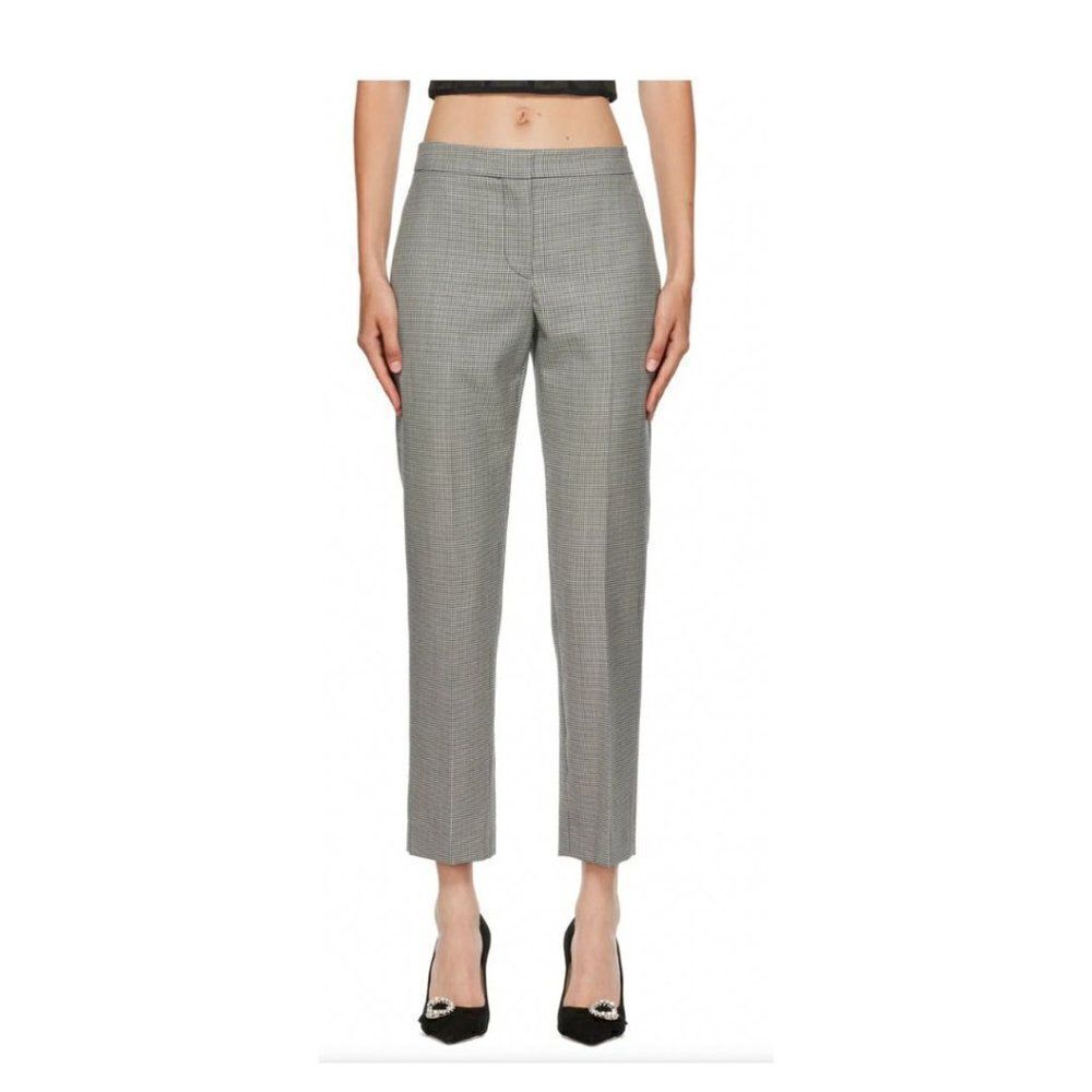 Alexander McQueen Houndstooth Crop Cigarette Trousers Size 40 US 4-6 NWOT
